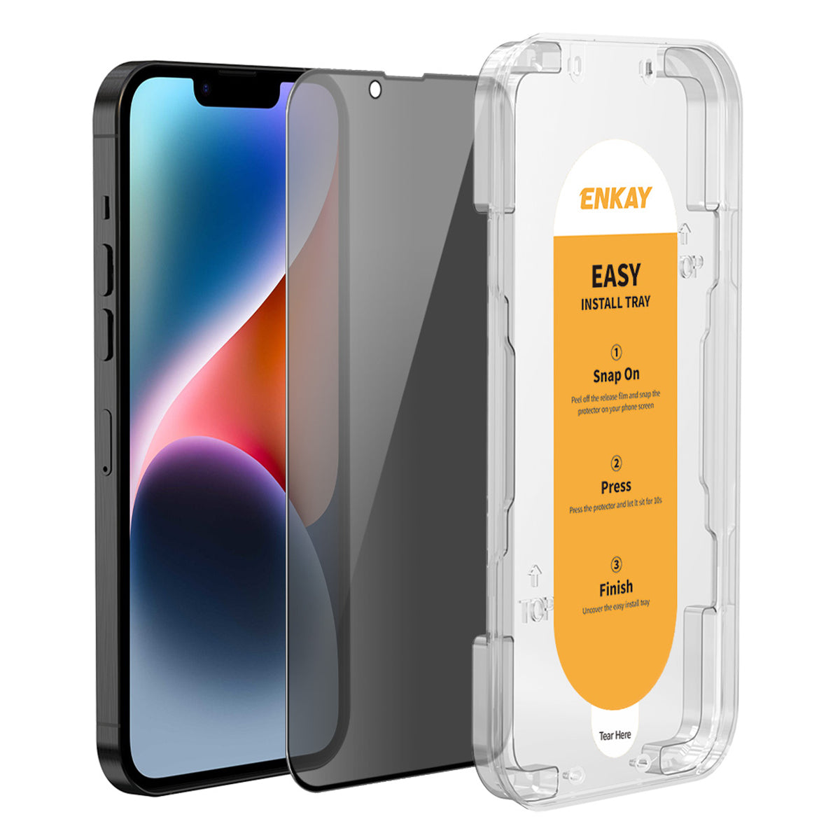 ENKAY HAT PRINCE For iPhone 14 Privacy Screen Protector Silk Printing Film with Easy Installation Kit Tray ENKAY HAT PRINCE For iPhone 14 Privacy Screen Protector Silk Printing Film with Easy Installation Kit Tray